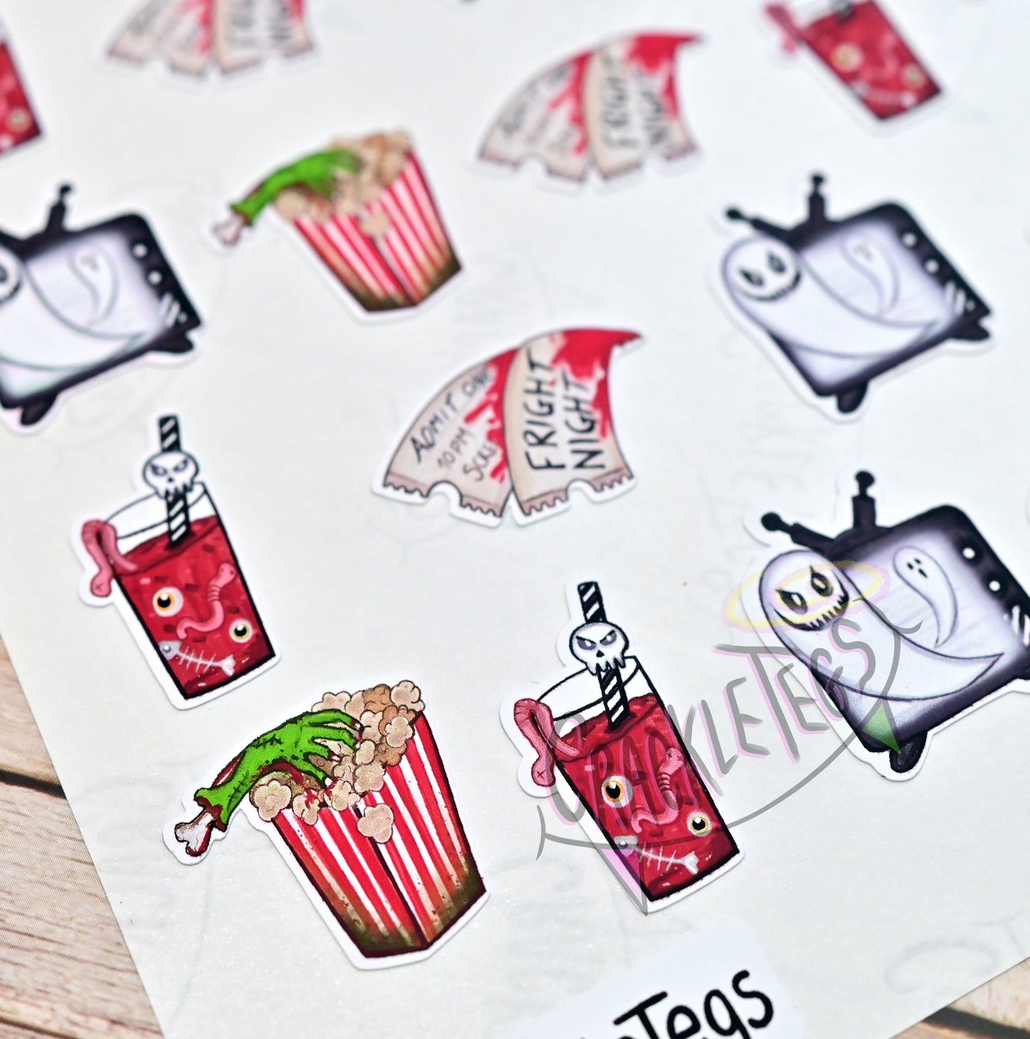 Horror Movie Stickers, Sheet of 24 stickers.