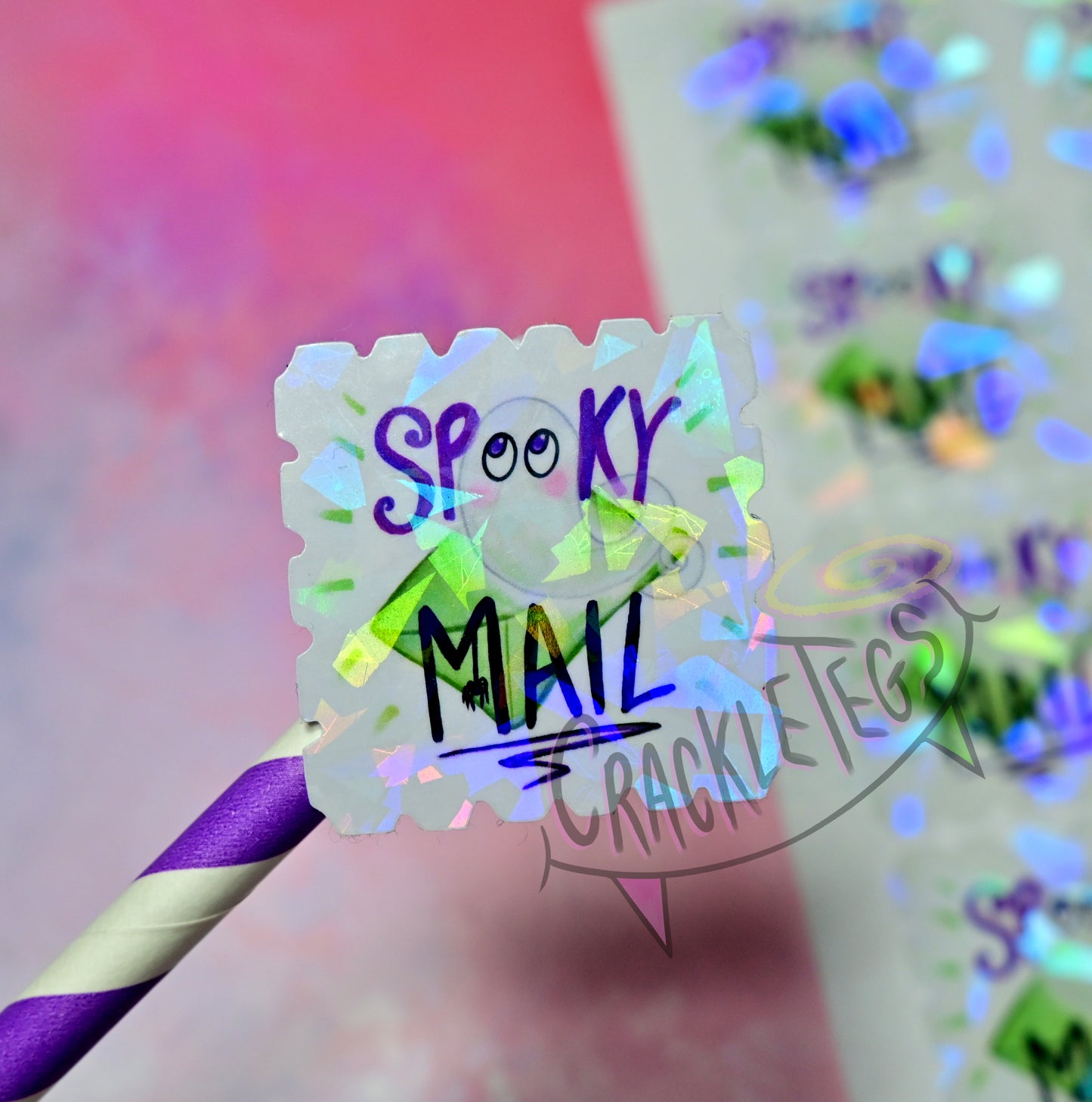 Spooky Mail Stickers, Sheet of 15.