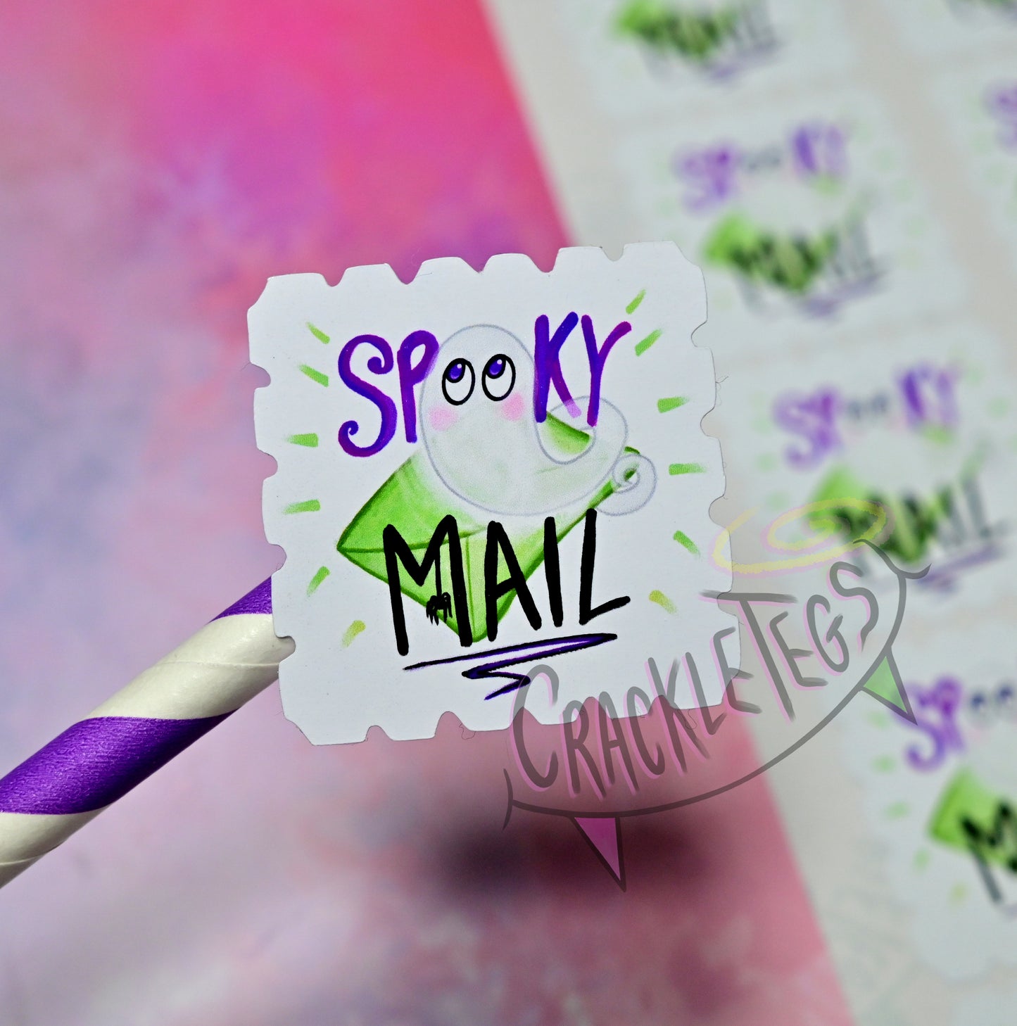 Spooky Mail Stickers, Sheet of 15.