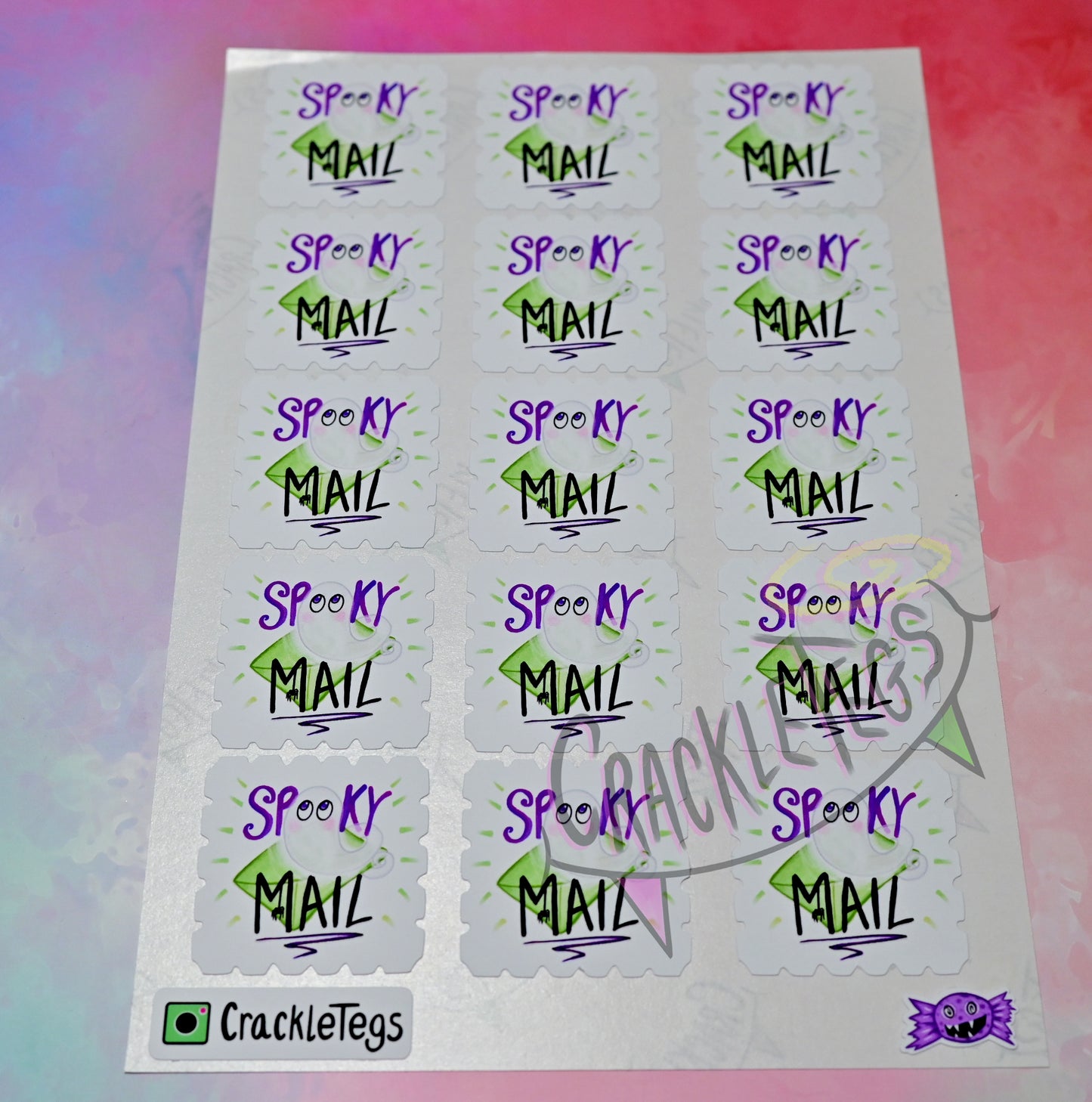 Spooky Mail Stickers, Sheet of 15.