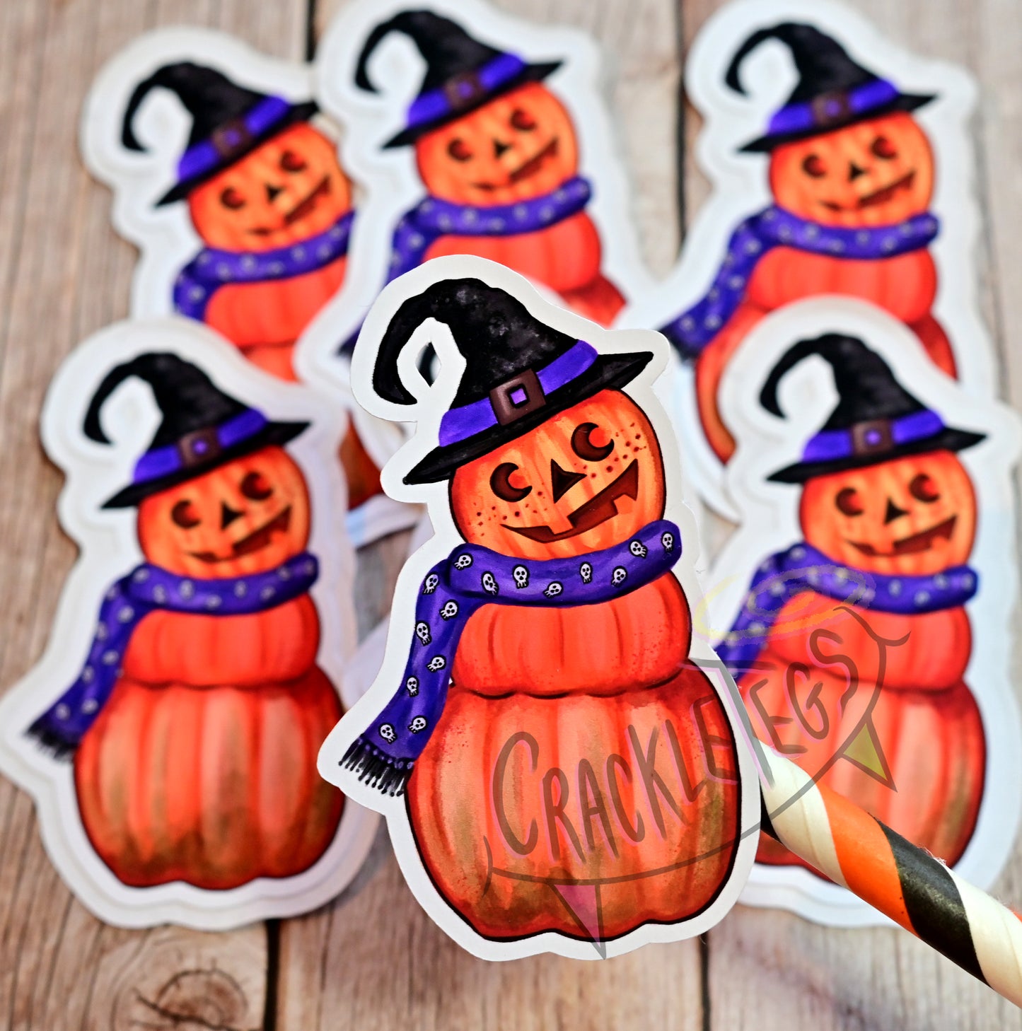 Pumpkin Poe Halloween Stickers, Pack of 6.