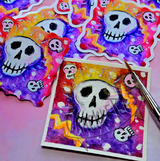 Snazzy Skeletons Sticker Pack. 6 Originally Hand-painted & Handmade Stickers.