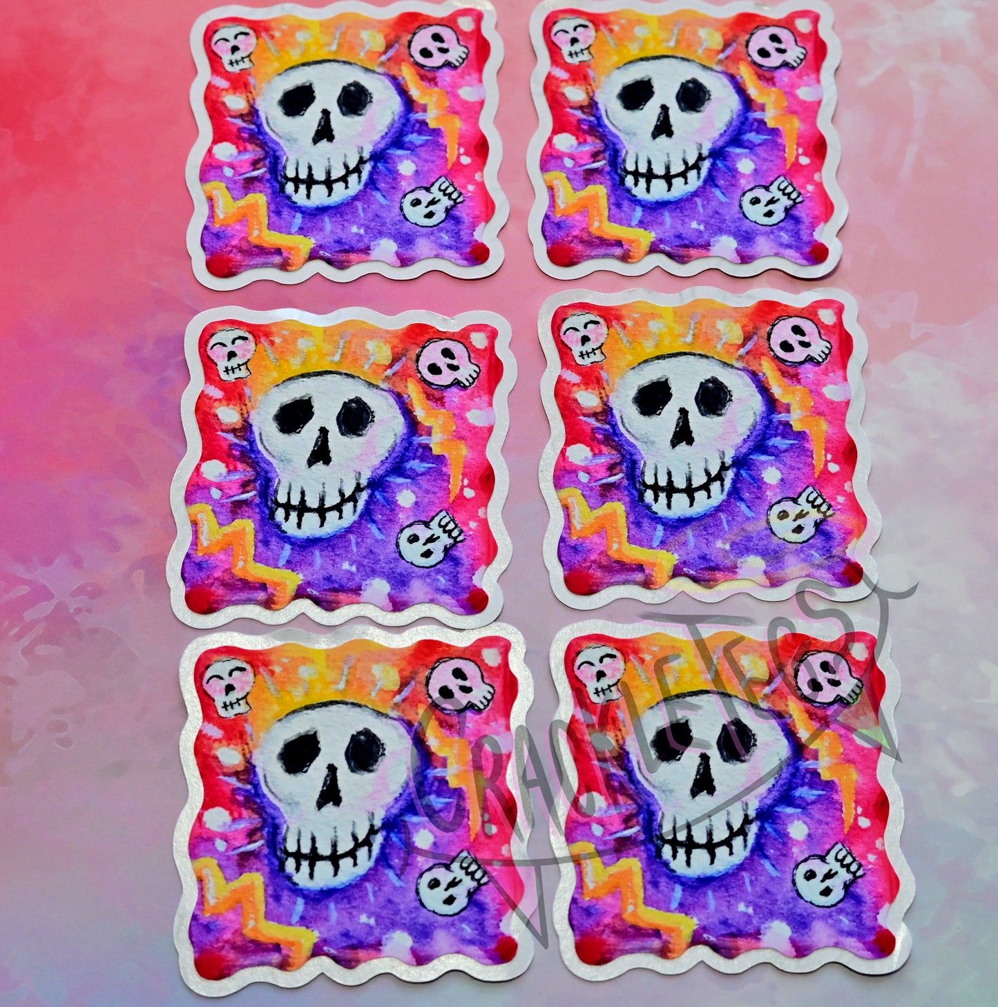 Snazzy Skeletons Sticker Pack. 6 Originally Hand-painted & Handmade Stickers.