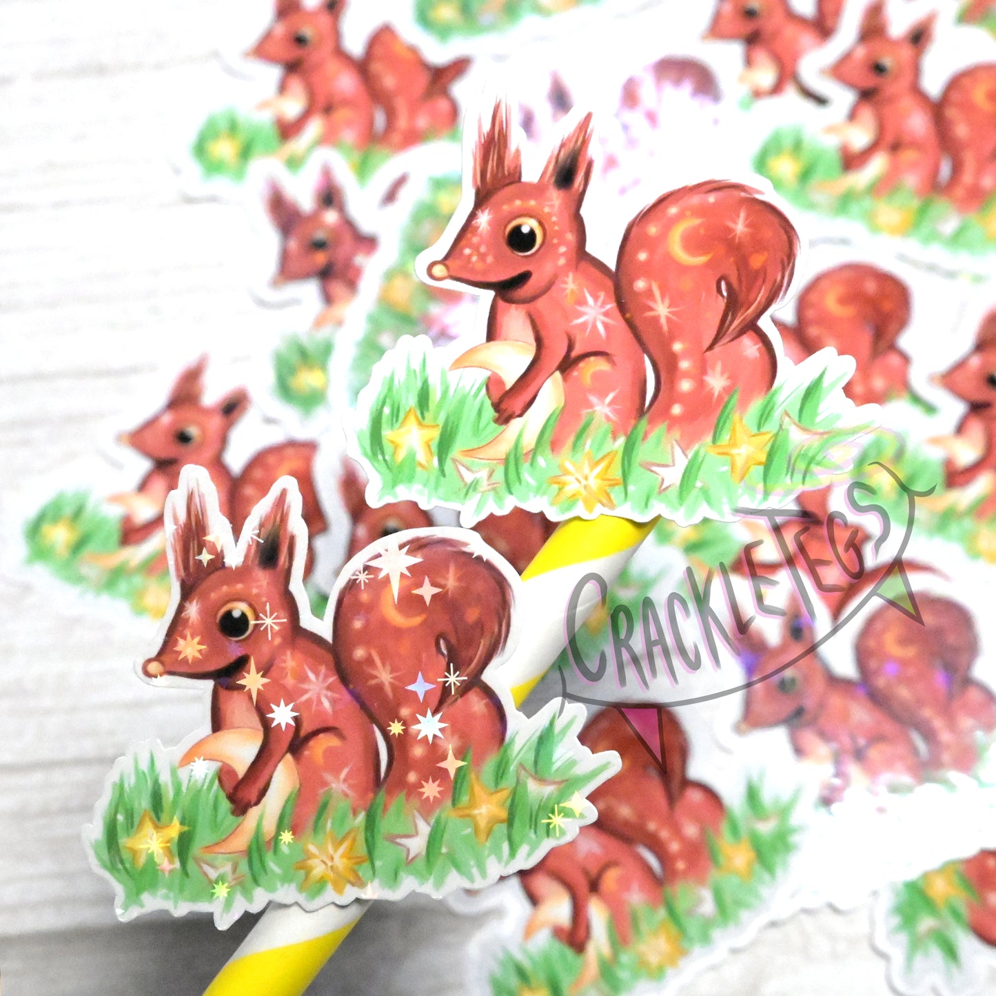 Apollo the Starlight Squirrel Stickers, Pack of 8.