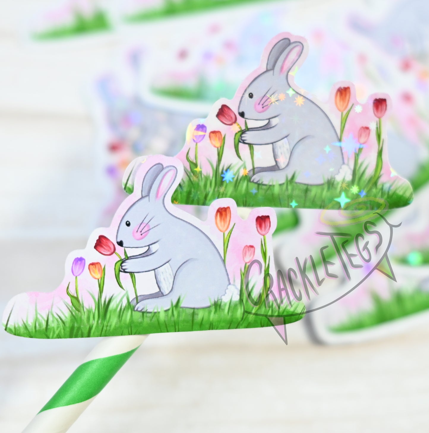 Spring Bunny Stickers, Pack of 6.