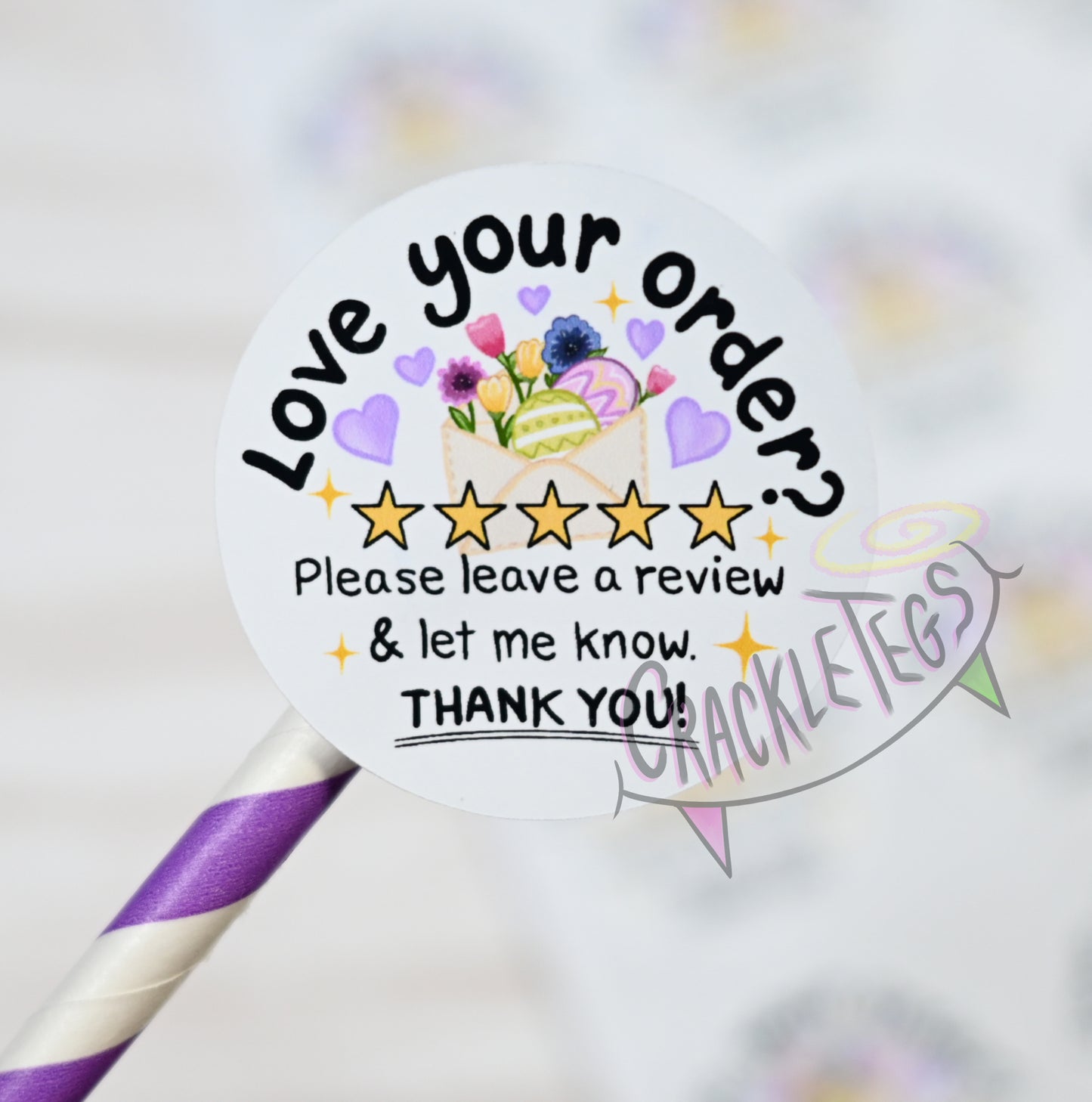 Easter Shop, Please Leave a Review Stickers, Sheet of 20.