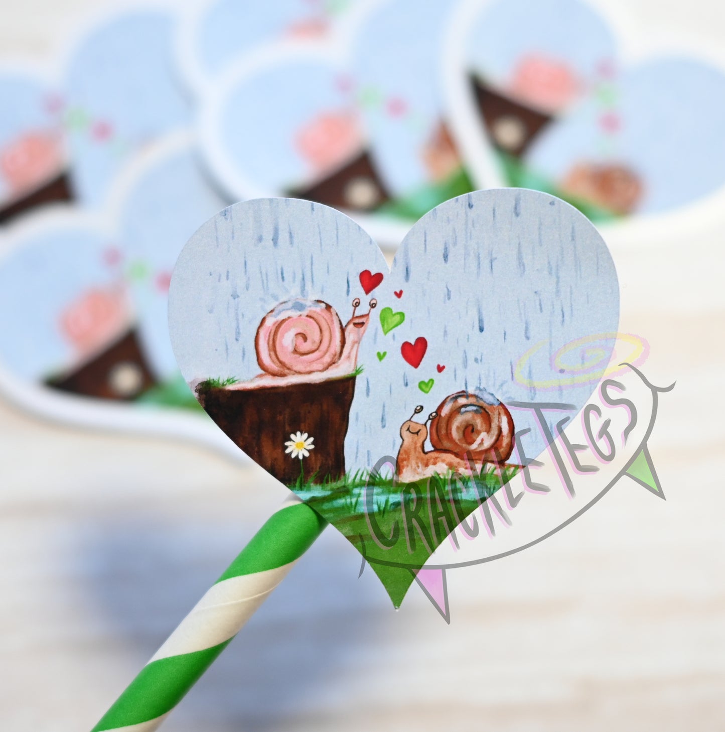 Garden Snails in Love Stickers, Pack of 6.