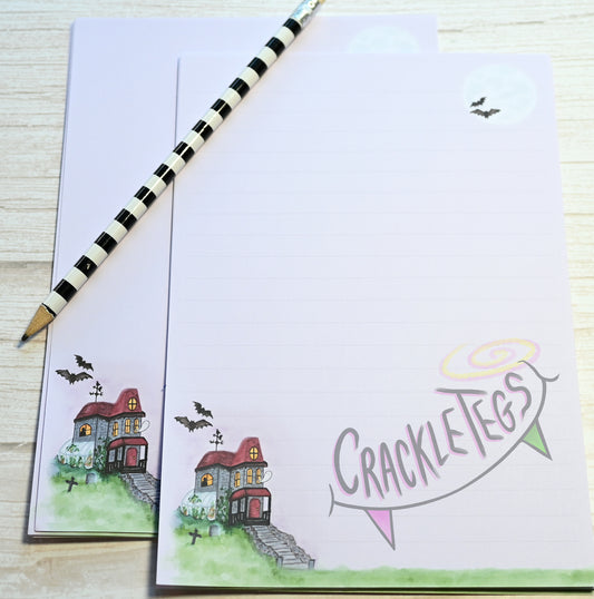 Haunted Mansion Writing Paper. 5 or 10 Sheets, Plain or Lined.