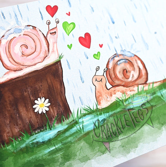 Garden Snails in Love Print. 13 x 18 cm