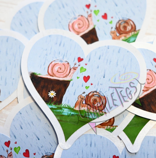Garden Snails in Love Stickers, Pack of 6.