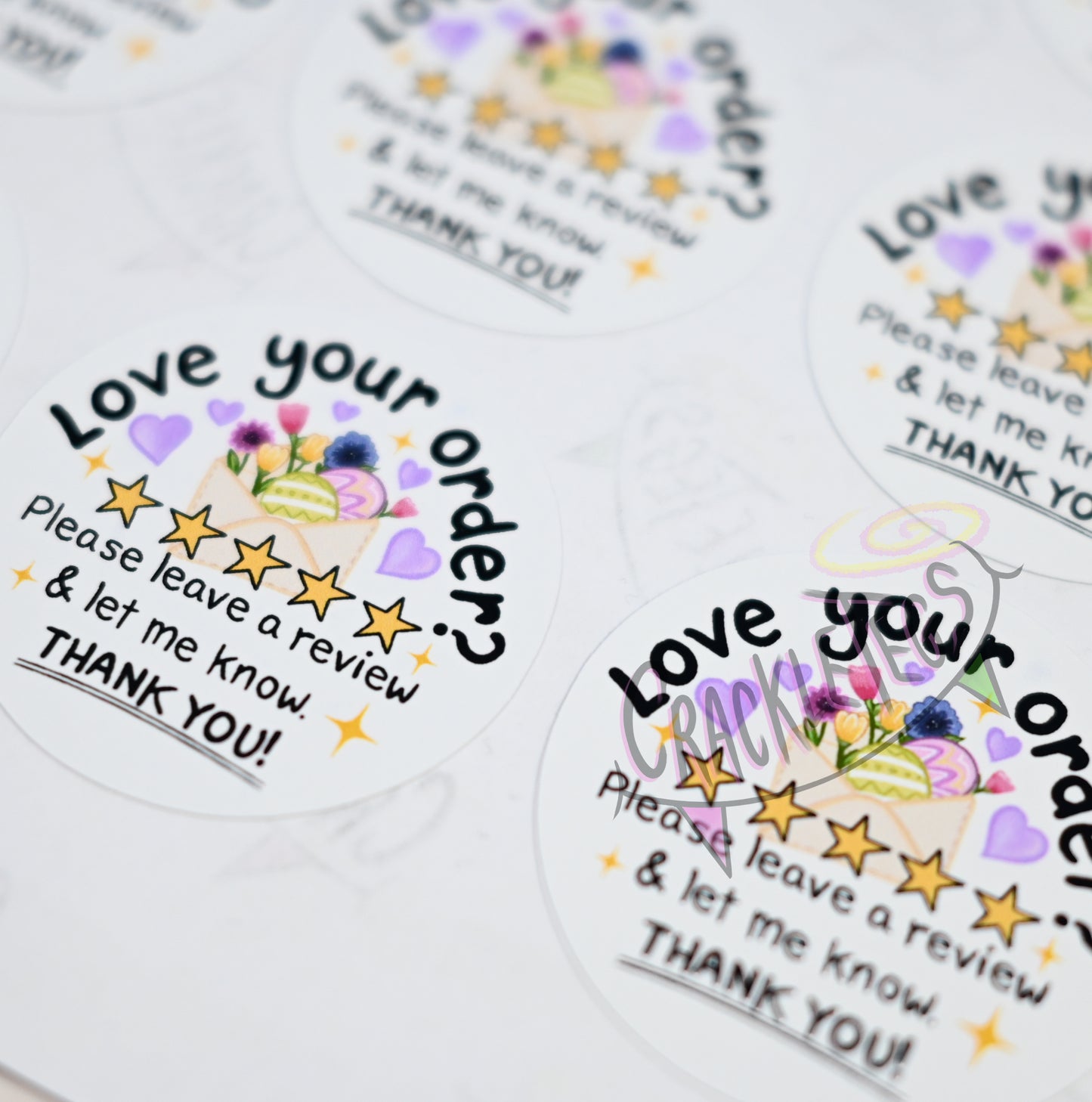 Easter Shop, Please Leave a Review Stickers, Sheet of 20.