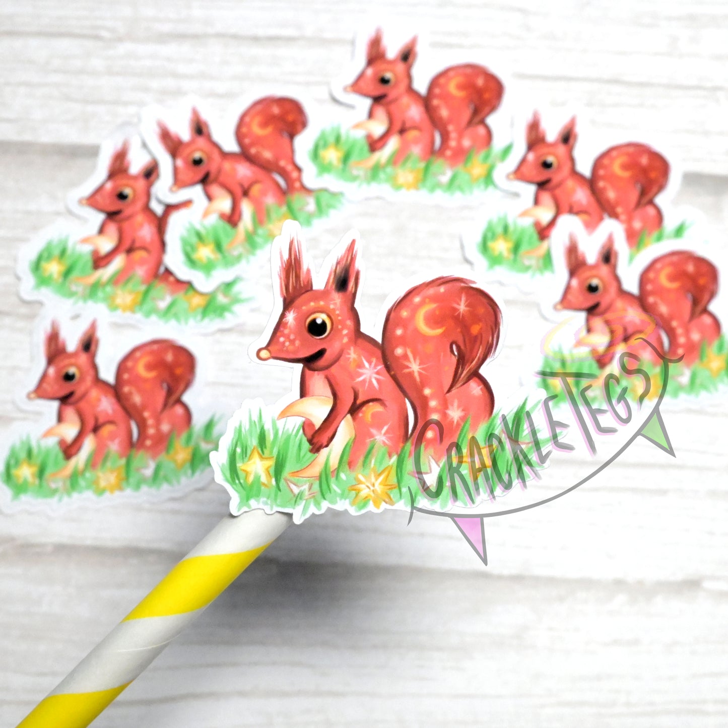 Apollo the Starlight Squirrel Stickers, Pack of 8.