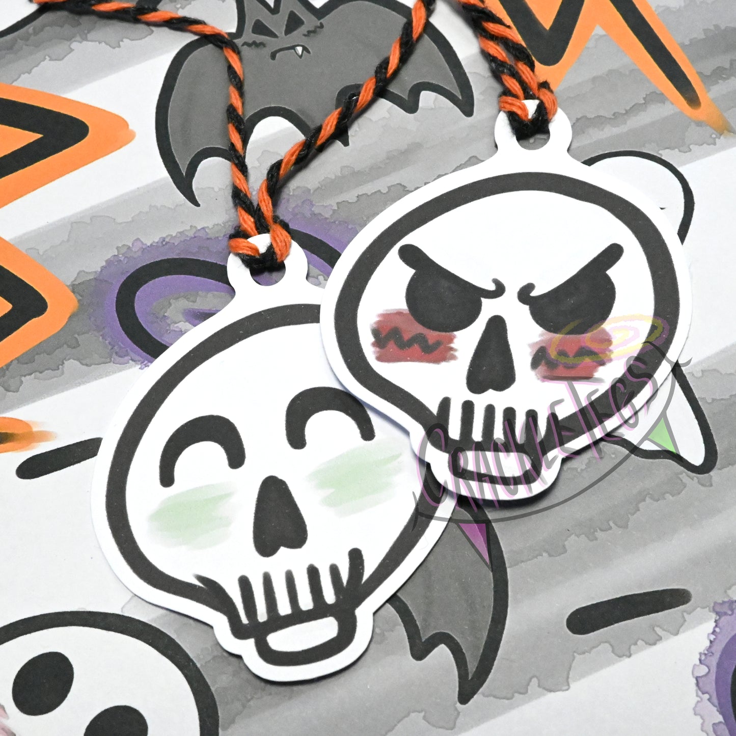 Recycled Spooky Crew, Neon Vibes Gift Wrap. Set of 2 Sheets & 2 Tags.