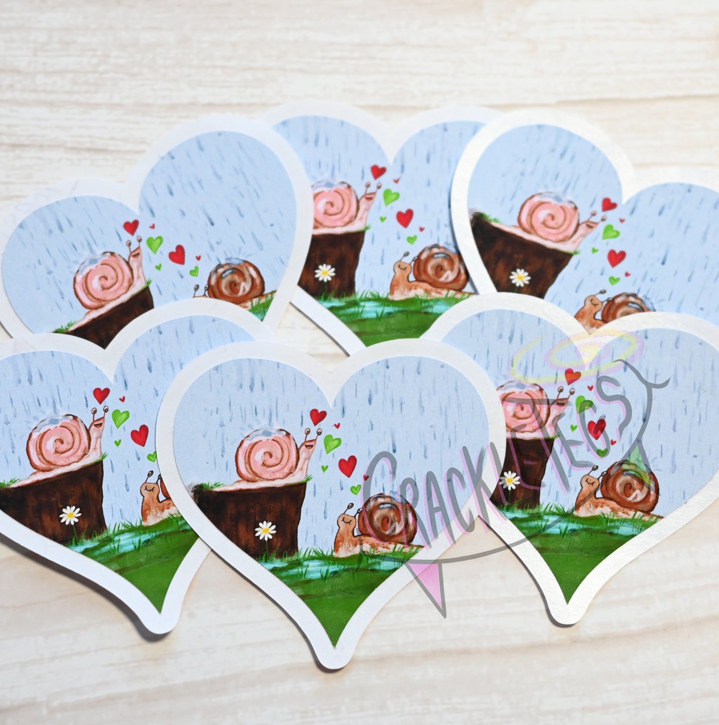 Garden Snails in Love Stickers, Pack of 6.