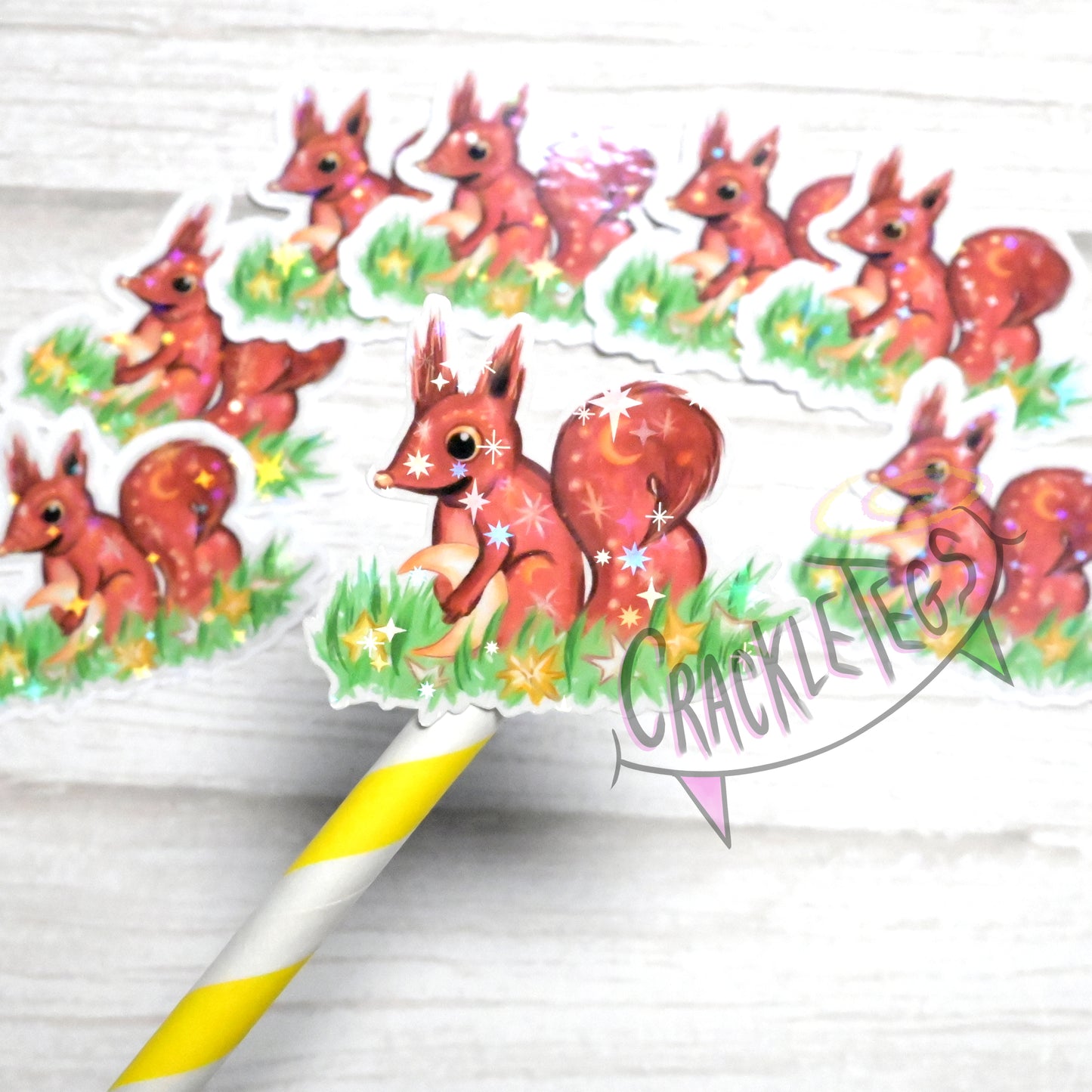 Apollo the Starlight Squirrel Stickers, Pack of 8.