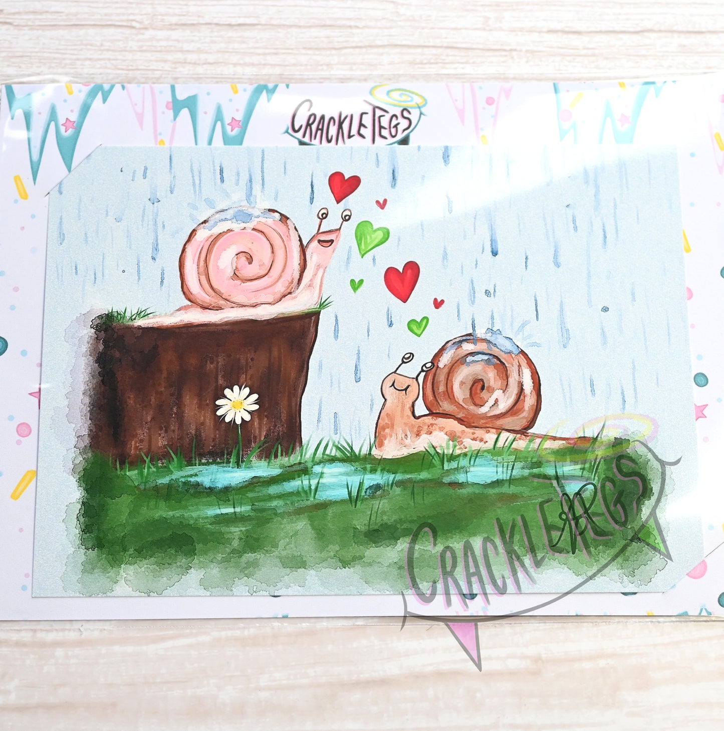 Garden Snails in Love Print. 13 x 18 cm