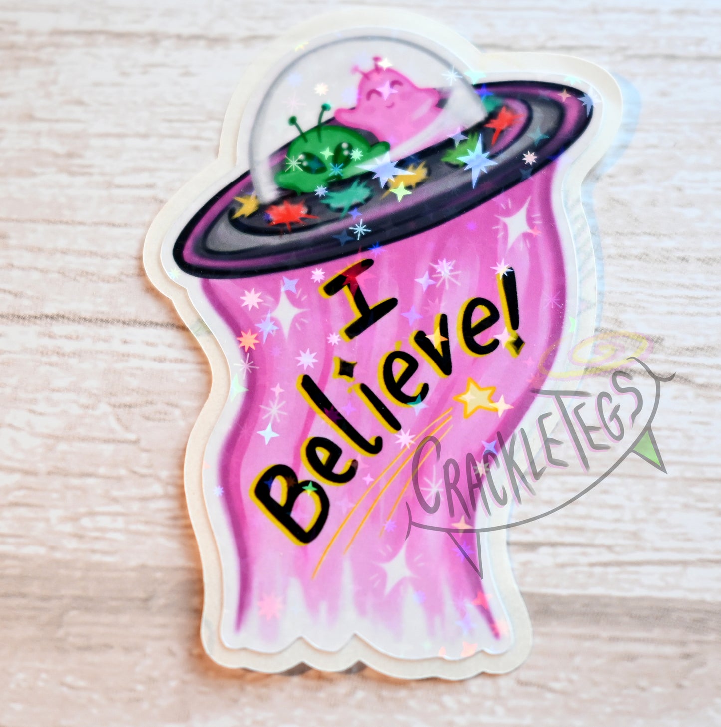 Vinyl Holographic Stickers, You Choose! 1 Original CrackleTegs Character.