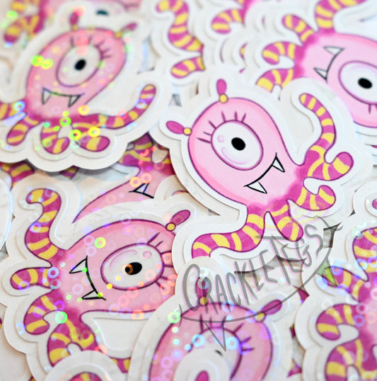Alien Suzie Flake Sticker Pack, 6 Hand-drawn & Handmade Stickers.