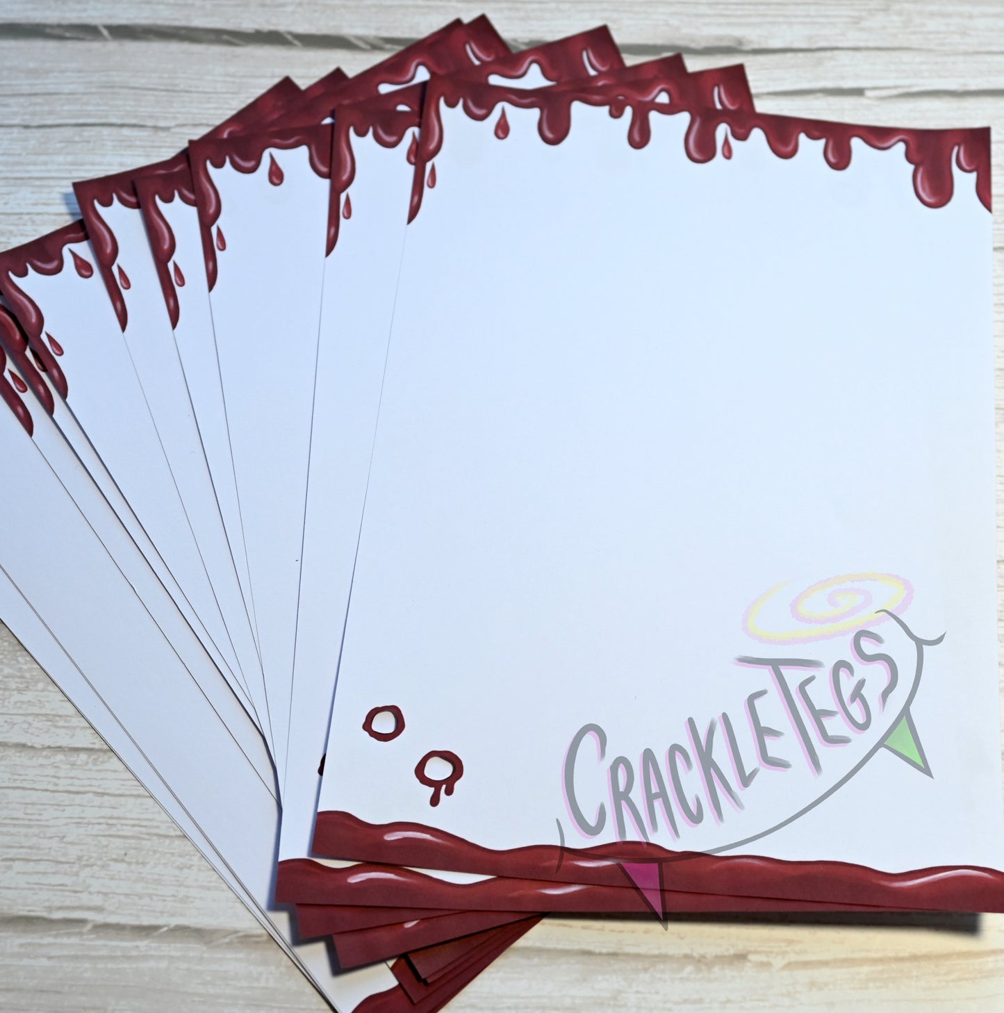Vampire Writing Paper, With Bite Holes! 5 or 10 Sheets, Plain or Lined.