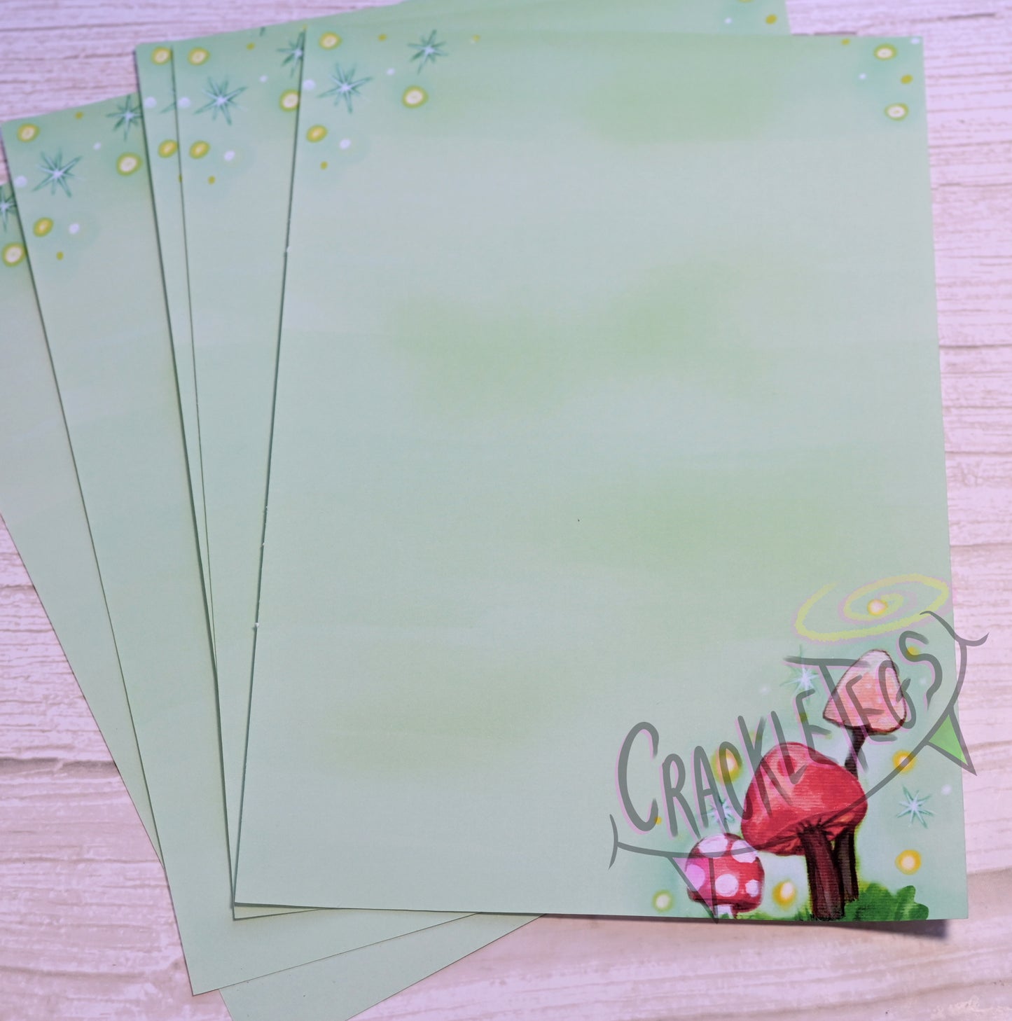 Mystical Mushrooms Writing Paper. 5 or 10 Sheets, Plain or Lined.