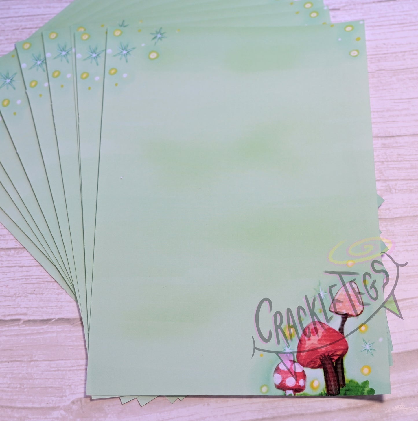 Mystical Mushrooms Writing Paper. 5 or 10 Sheets, Plain or Lined.