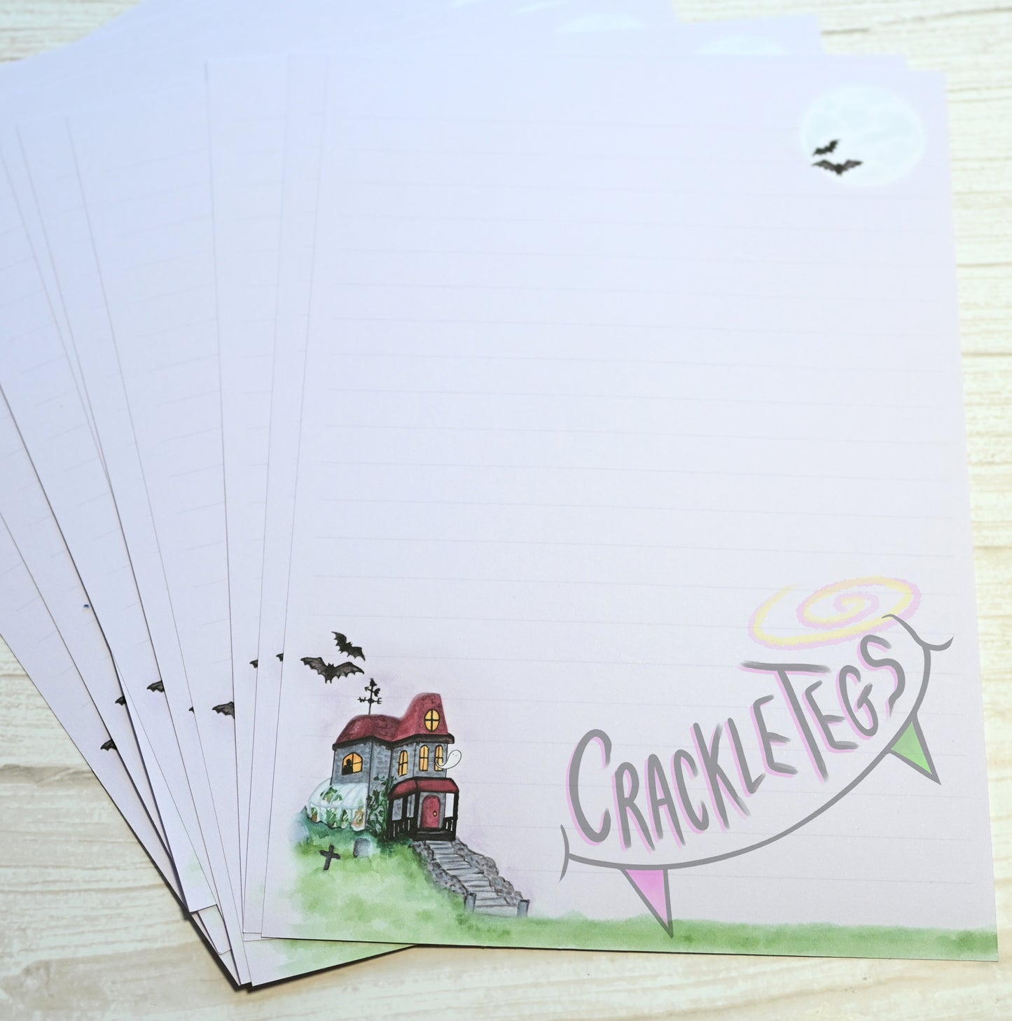 Haunted Mansion Writing Paper. 5 or 10 Sheets, Plain or Lined.