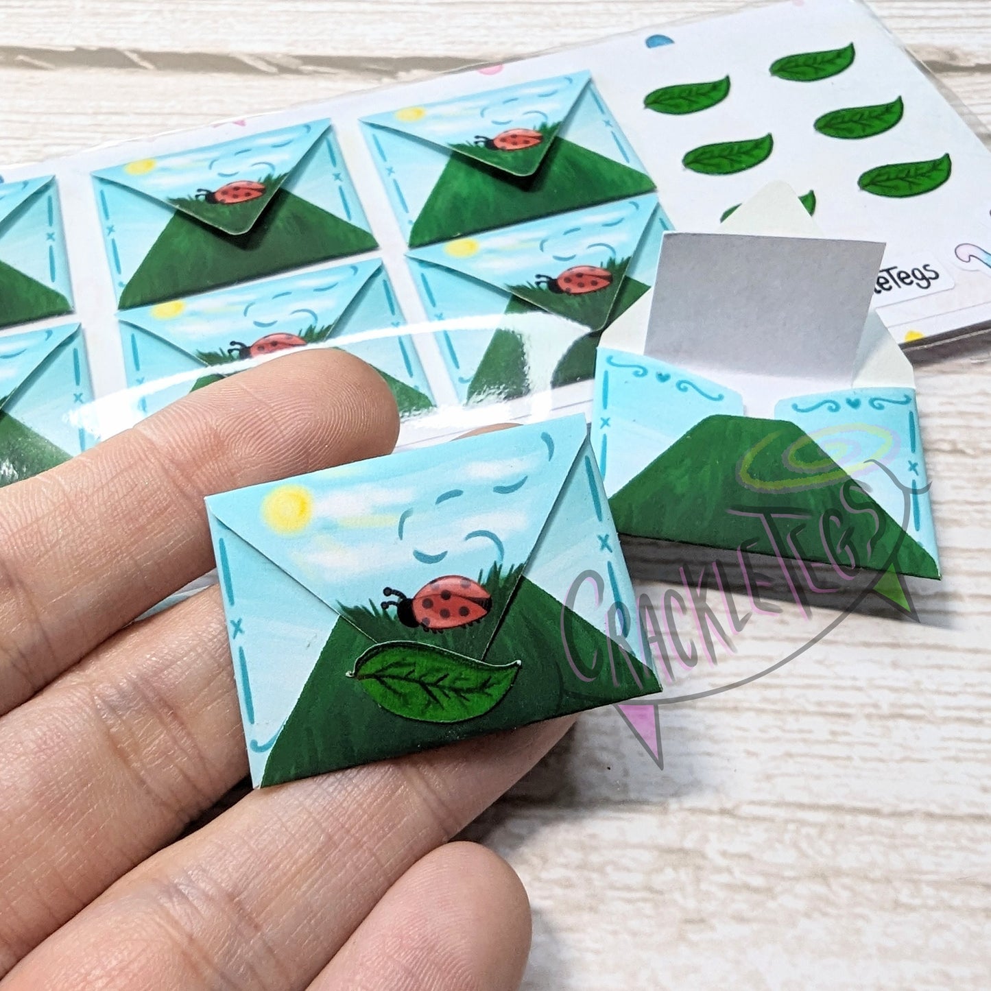 Ladybug Mini Adhesive Envelopes. Secret P.S note perfect for pen pals or scrapbooks!