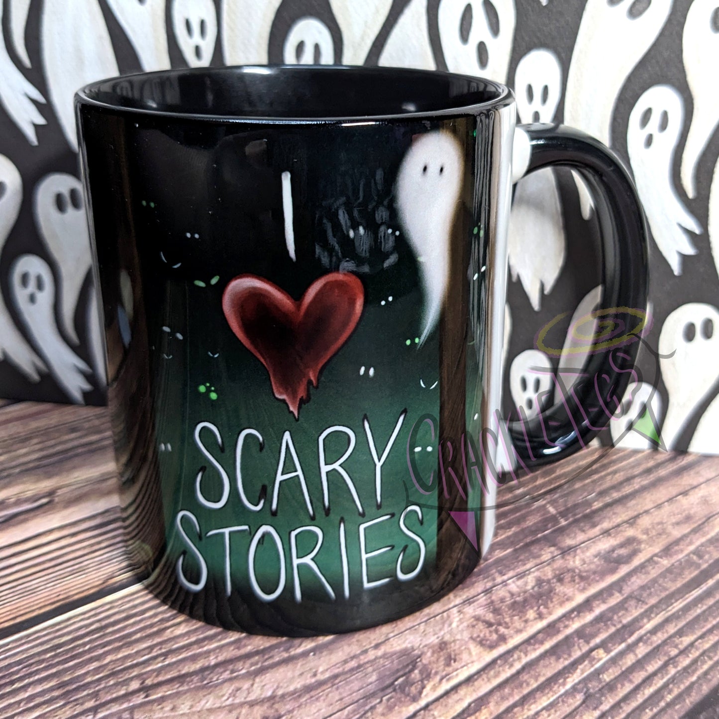 I love Scary Stories, Cryptid Mug. Hand Drawn CrackleTegs Original Design.