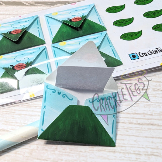 Ladybug Mini Adhesive Envelopes. Secret P.S note perfect for pen pals or scrapbooks!