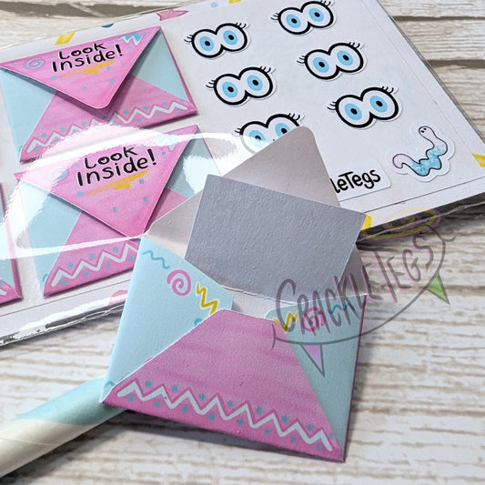 Retro Look Inside Mini Adhesive Envelopes. Perfect for discount shop codes, Secret P.S notes or scrapbooks!