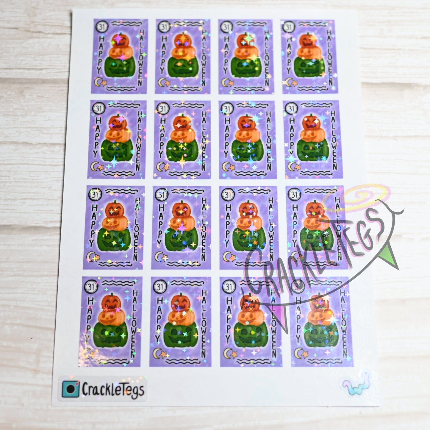 Happy Halloween Tarot Card Stickers, Sheet of 16.