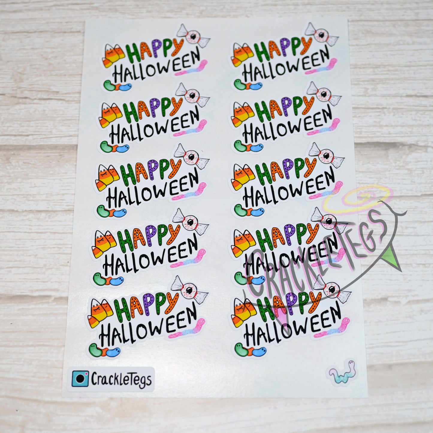 Happy Halloween Candy Stickers, Sheet of 10.
