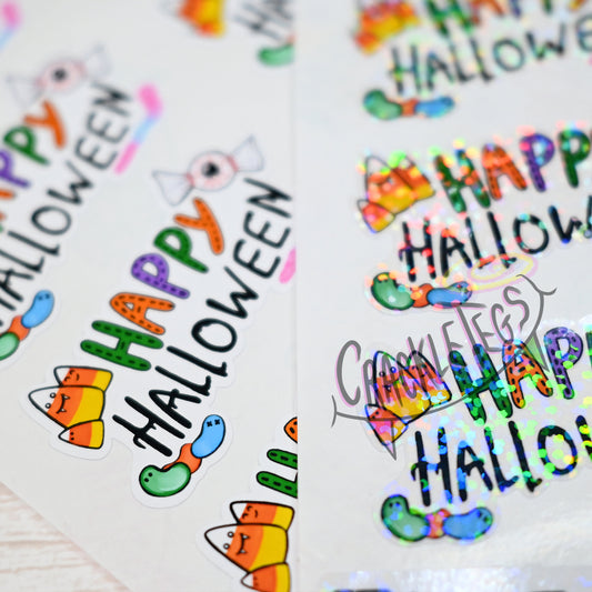 Happy Halloween Candy Stickers, Sheet of 10.