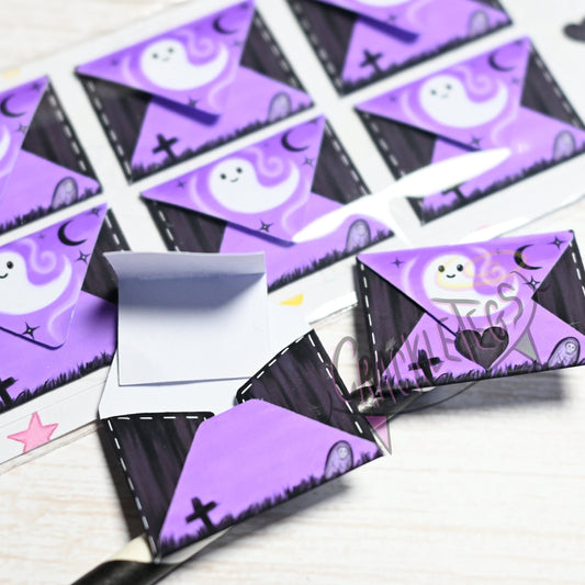 Spooky Ghost Mini Adhesive Envelopes. Secret P.S note perfect for pen pals or scrapbooks!