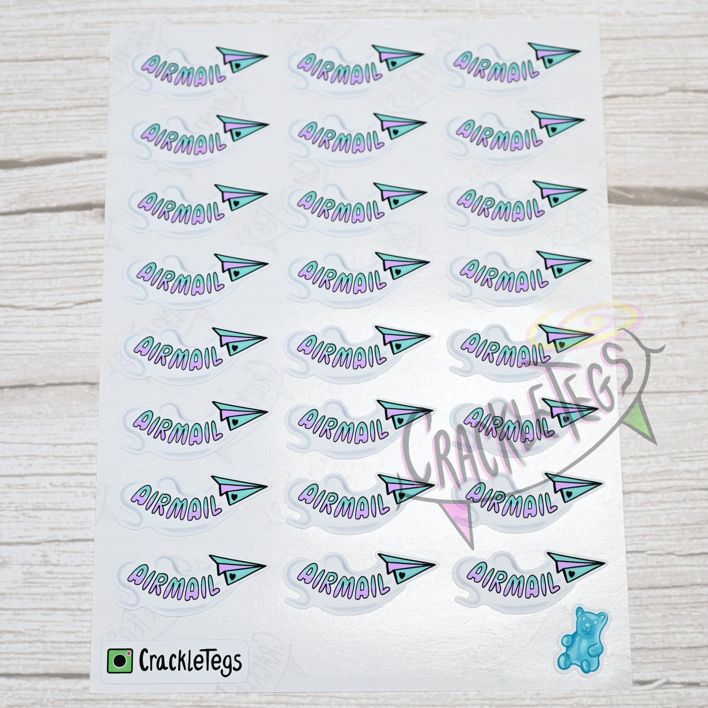 Cute Air Mail Stickers, Sheet of 24.