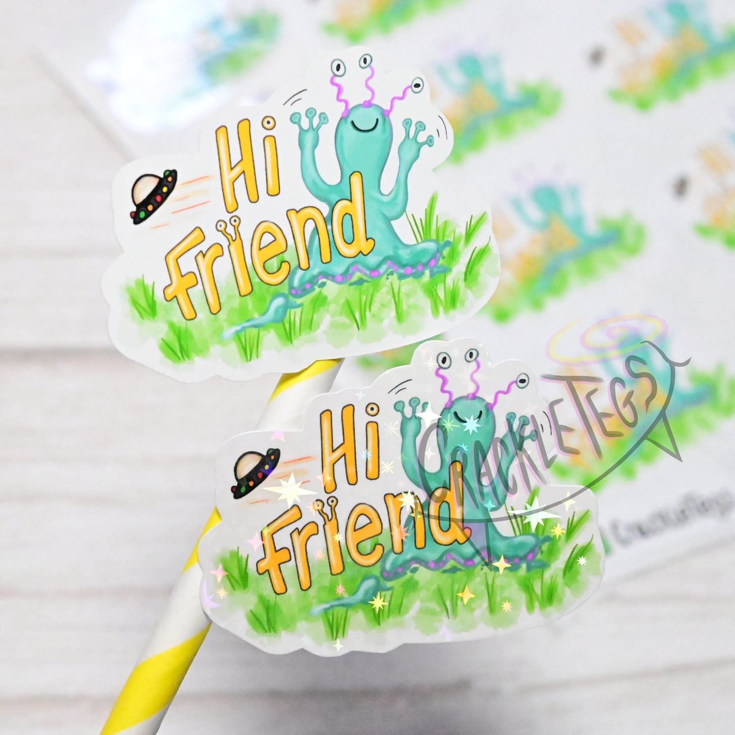 Enkins the Friendly Alien Stickers, Sheet of 8.