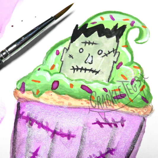 Spooky Halloween Cupcake Stickers, Sheet of 10.