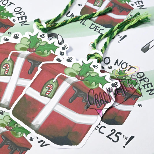 Recycled Creepy Christmas Gift Wrap. Set of 2 Sheets & 2 Tags