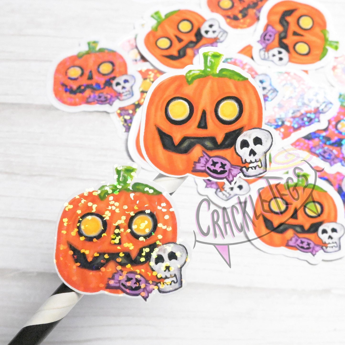Creepy Pumpkin Halloween Stickers, Pack of 8.