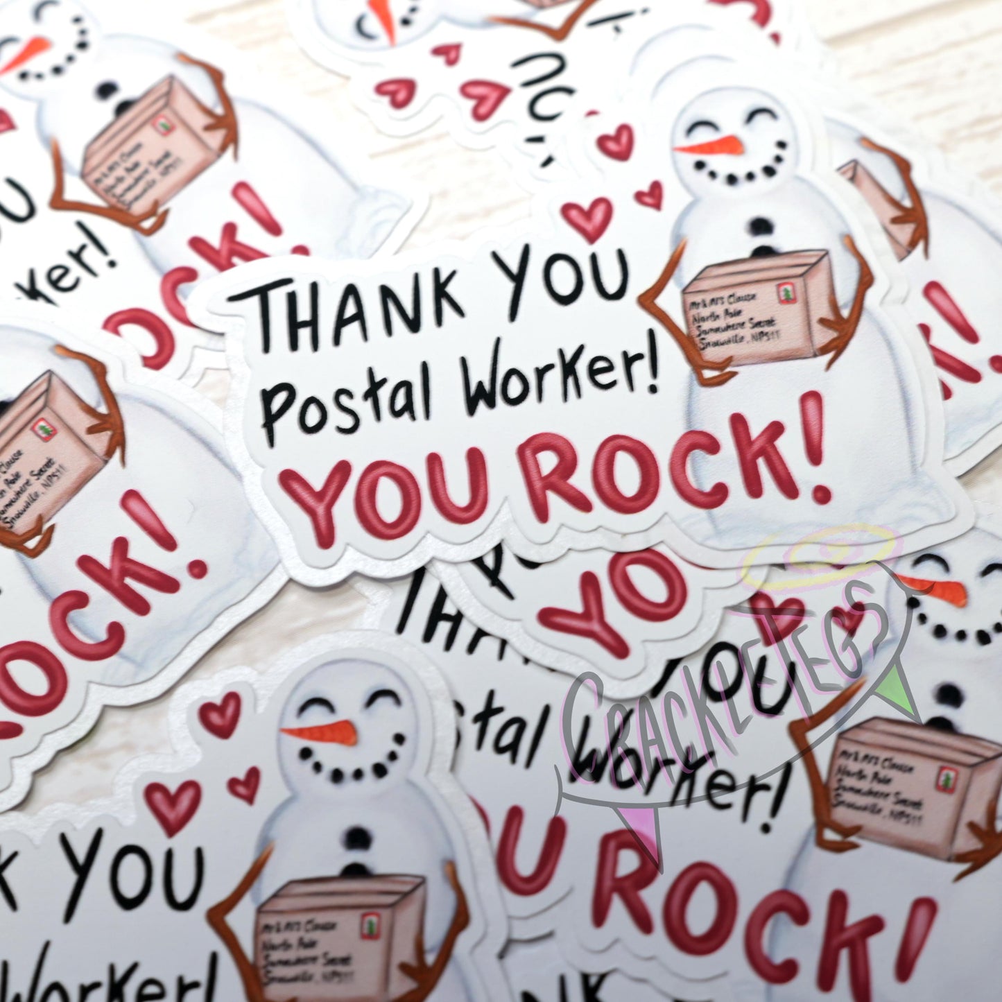 Snowman Thank You Postal Worker Stickers, Pack of 8.