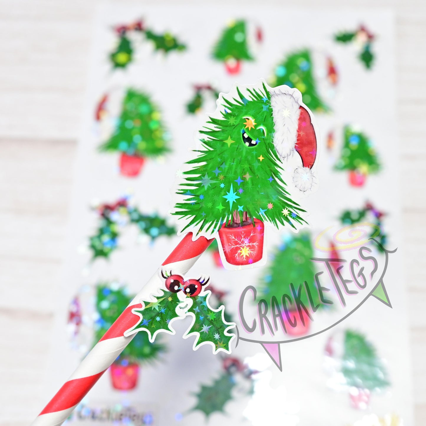 Hollie & Trunks, Cute Christmas Stickers. Sheet of 16.