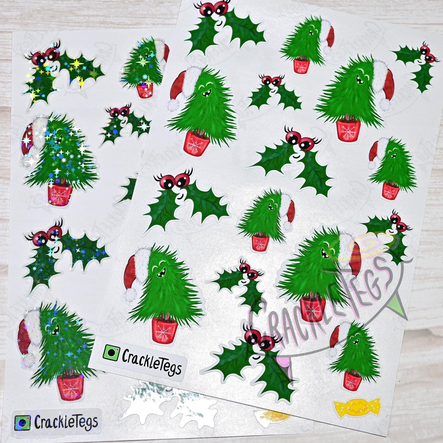 Hollie & Trunks, Cute Christmas Stickers. Sheet of 16.