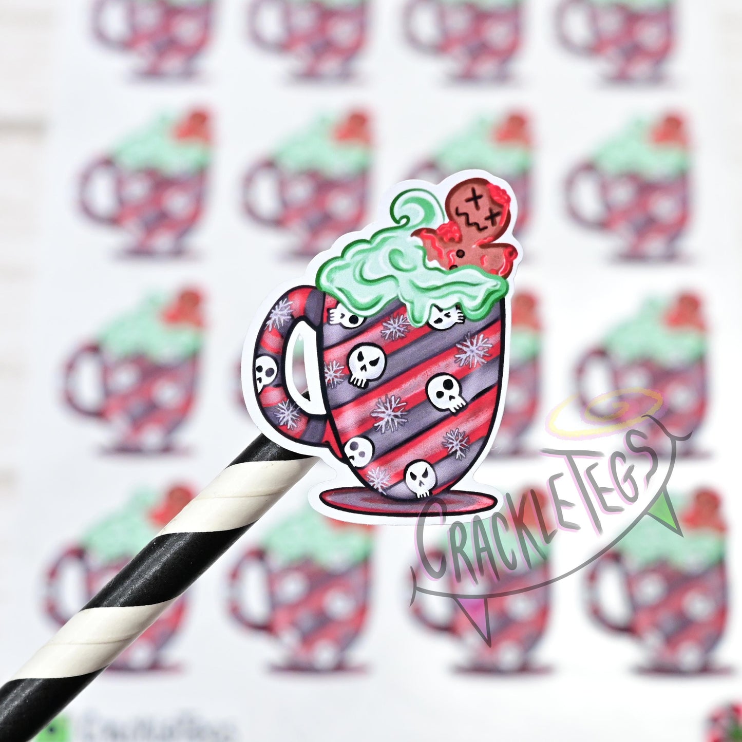 Evil Christmas Mugs, Sheet of 16 Stickers.