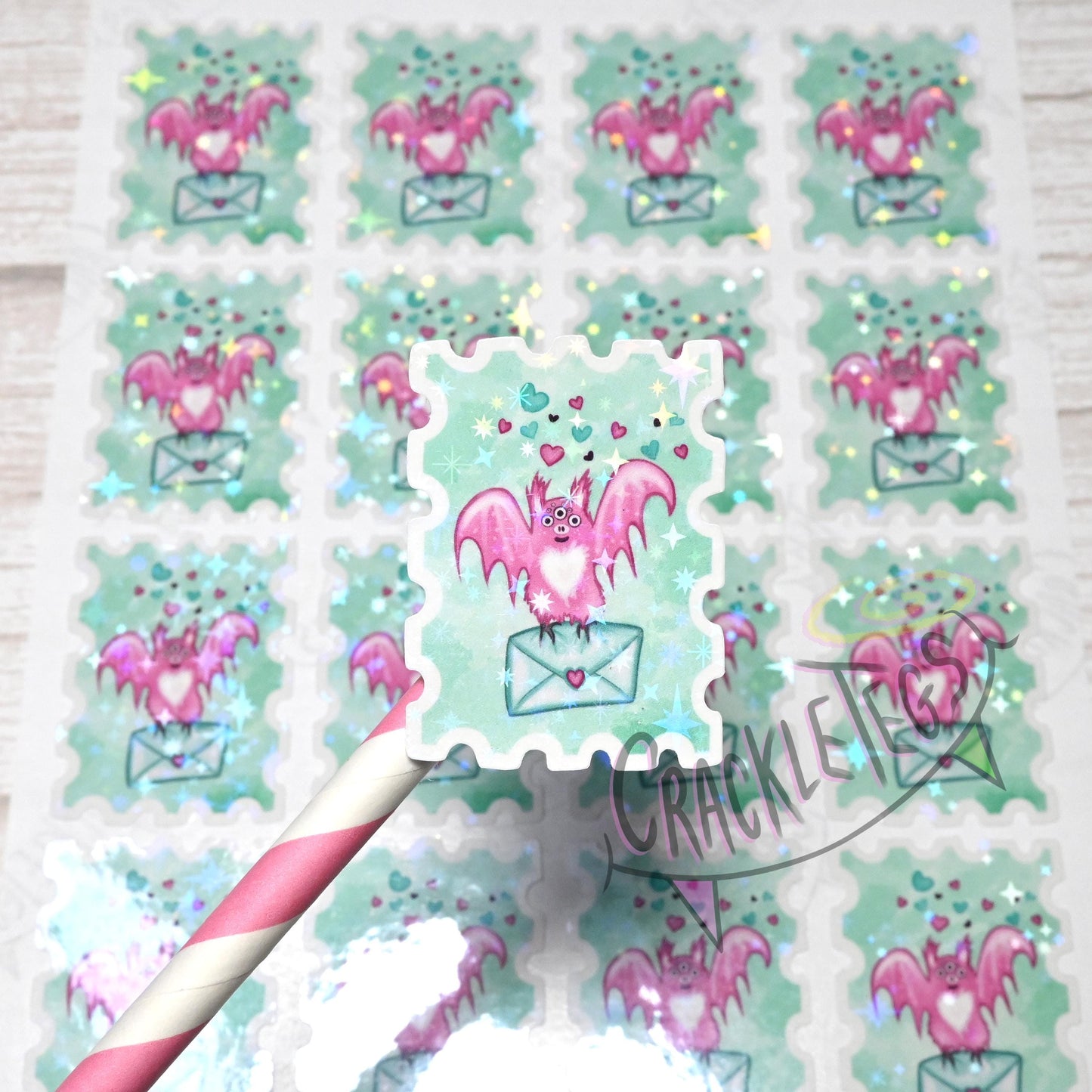 Pigney Mail Stamp Stickers, Sheet of 16.