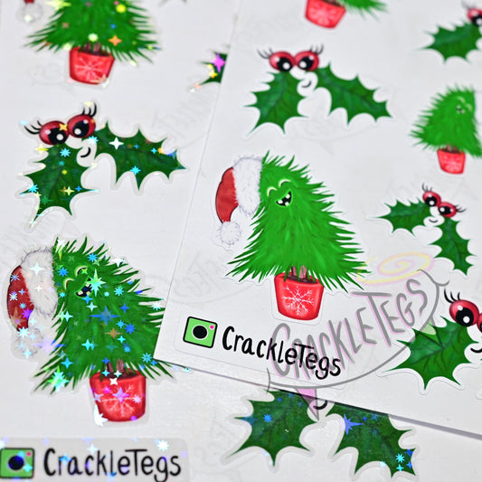 Hollie & Trunks, Cute Christmas Stickers. Sheet of 16.