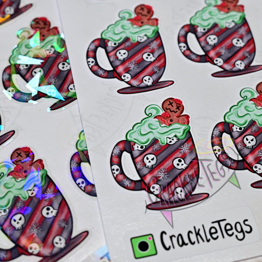 Evil Christmas Mugs, Sheet of 16 Stickers.