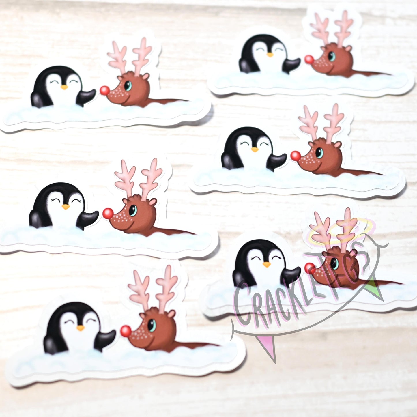 Penny the Penguin & Rudolf Stickers, Pack of 6.