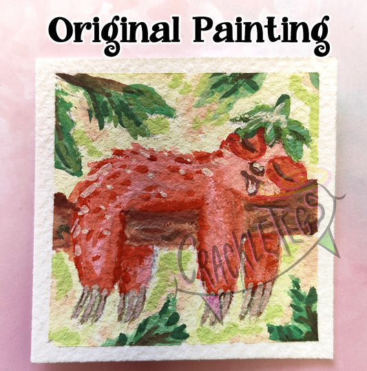 Strawberry Sloth, Sidney Stickers. Pack of 5.