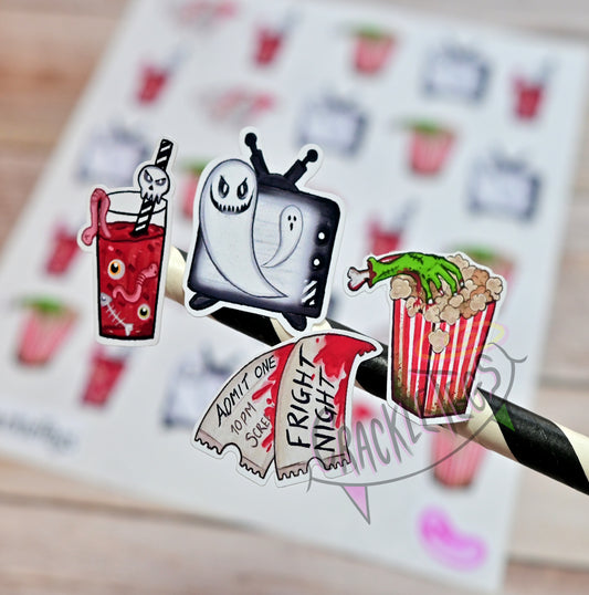 Horror Movie Stickers, Sheet of 24 stickers.