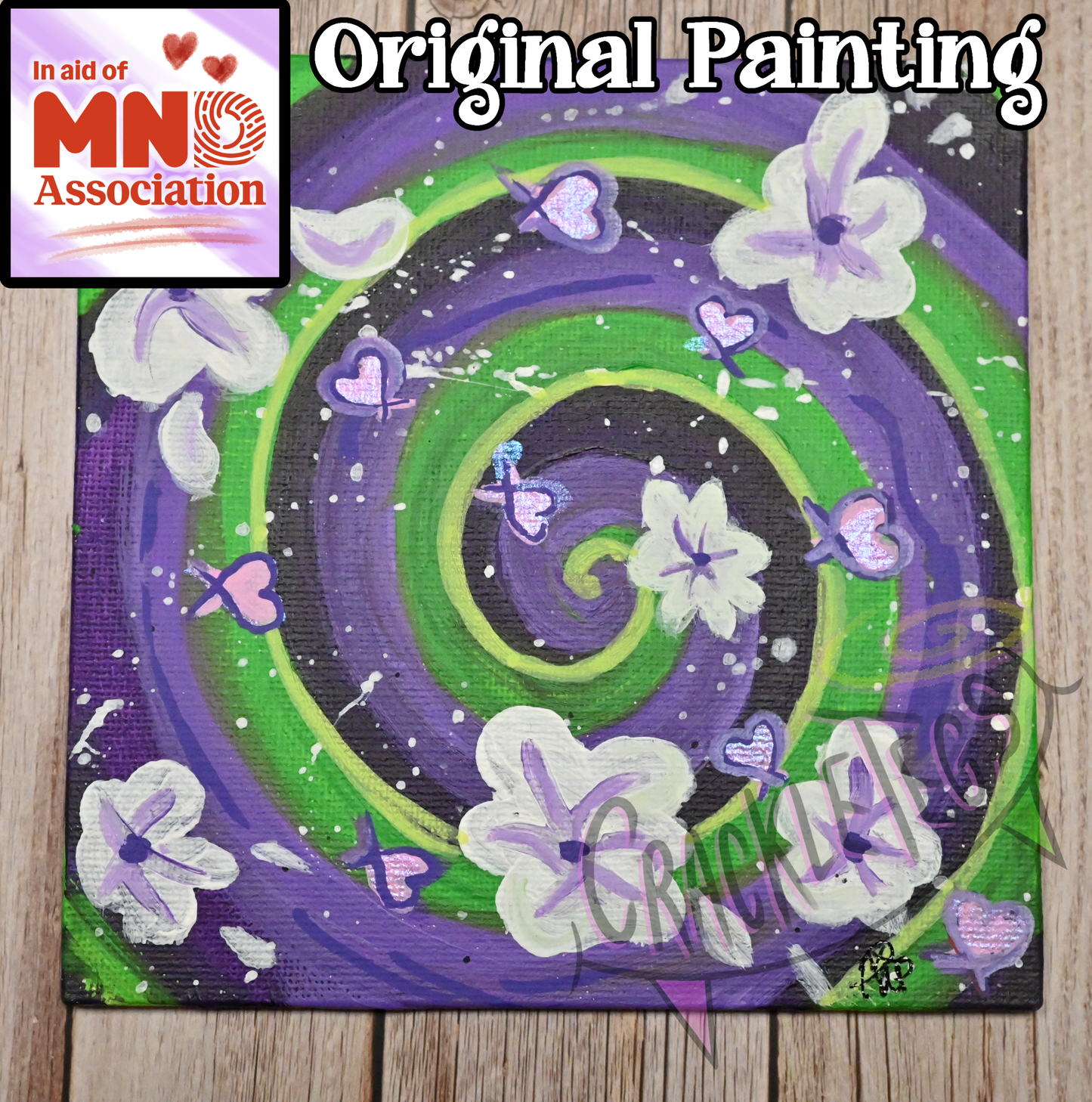 Swirly Love & Flowers, Original Painting. All profits go to the MND association!